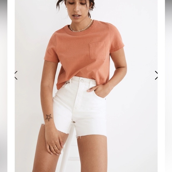 Madewell The Perfect Mid-Length Jean Short in Tile White Size W 25 - Picture 1 of 8